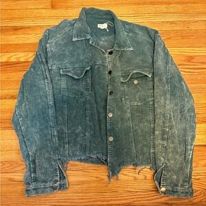 Green Corduroy Jacket with Distressing